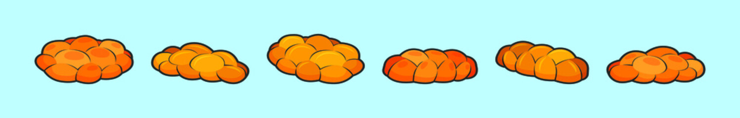 set of challah bread cartoon icon design template with various models. vector illustration isolated on blue background