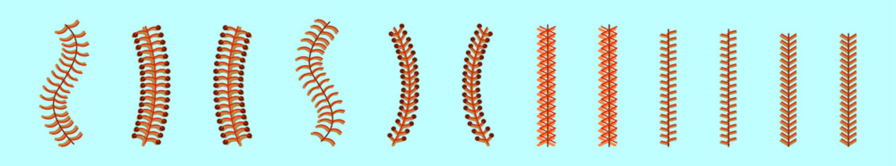 set of baseball laces cartoon icon design template with various models. vector illustration isolated on blue background