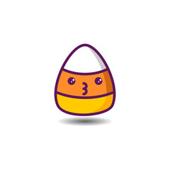 Candy Corn Kissing Emoji Icon - Smiley Emoji Icon Set, Vector Cartoon Illustration.