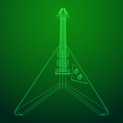 Electric guitar musical instrument. Wireframe low poly mesh vector illustration.