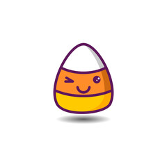 Candy Corn Wink Emoji Icon - Smiley Emoji Icon Set, Vector Cartoon Illustration.