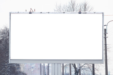 billboard winter .MOCKUP with white advertising space
