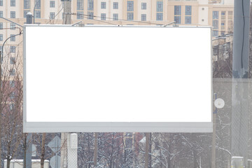 billboard screen winter .MOCKUP with white advertising space