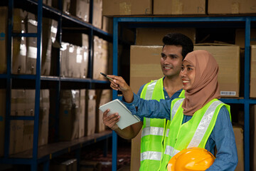 Asian muslim woman pointing stock product