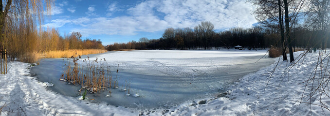 A frozen lake.