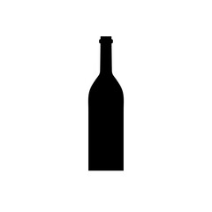 Wine bottle silhouette icon. Alcohol drink shape element. Vector illustration isolated on white background