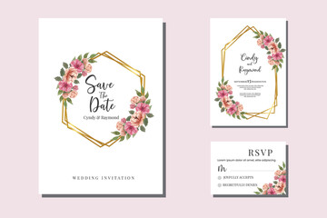 Obraz na płótnie Canvas Wedding invitation floral watercolor hand drawn Flowers design Invitation Card Template Printable Size
