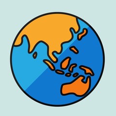 Simplicity freehand world map sketch on globe.