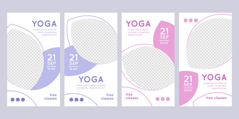 Yoga social media stories set.
