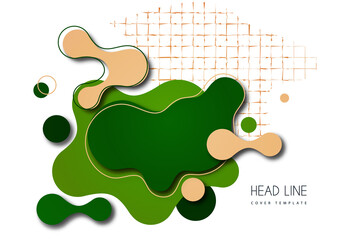 Colorful geometric background design. Composition of flowing shapes with trendy colors. Design for poster, page, flyer, cover. Vector