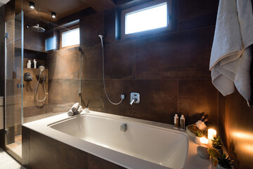 Interior of bathroom in modern house