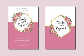 Wedding invitation floral watercolor hand drawn Flowers design Invitation Card Template Printable Size