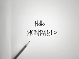 Inspirational Concept - 'hello monday' text in vintage background. Stock photo.