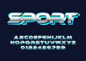 Sport text effect, Modern and cool text effect with 3d bold style. Set of alphabet and number for poster headline, advertisement, logo branding. Sport Modern Alphabet Font.