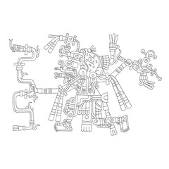  vector image with Aztec god Tlaloc.God of the rain and water for your project