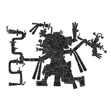  vector image with Aztec god Tlaloc.God of the rain and water for your project