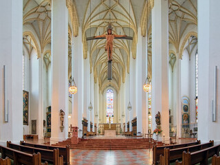 Munich, Germany. Chancel, choir and main altar of Frauenkirche (Cathedral of Our Lady). The church...