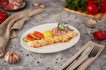 Grilled meat BBQ, textured background