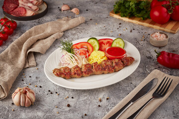 Grilled meat BBQ, textured background