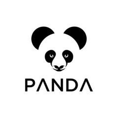 Cute panda face logo vector illustration