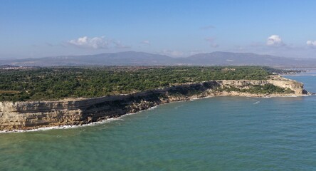 Falaise et plage de Leucate et de la Franqui, vue du ciel