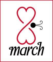 Creative text 8 March, International Women's Day Celebration Illustration. Flat poster, banner for web, mobile deisgn, logo element.