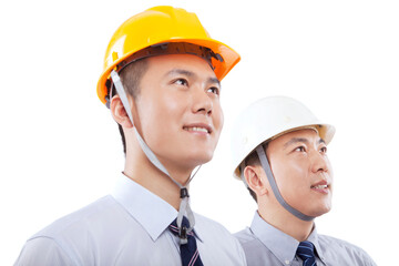 Two engineer Wearing a safety helmet
