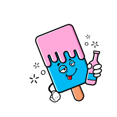 cute ice cream cartoon mascot character