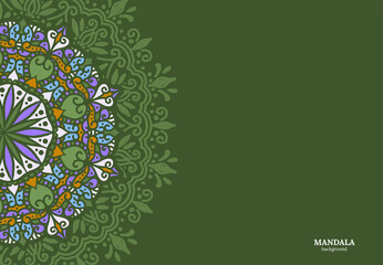 Indian floral paisley ornament pattern. Ethnic Mandala towel, yoga mat print. Vector Henna tattoo style. Can be used for textile, greeting business card background, coloring book, phone case