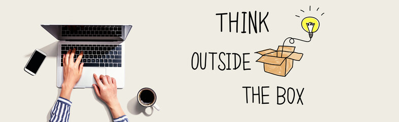 Think outside the box with person using a laptop computer