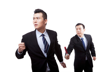 Business people in passing the baton