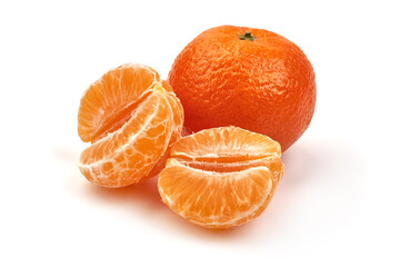 Tangerine or clementine, close-up, isolated on a white background