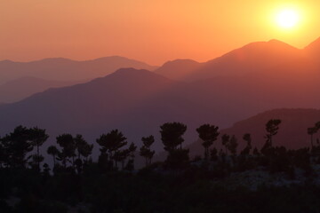 Sunset with mountains
