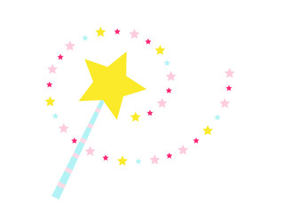 Magic wand with colorful stars 