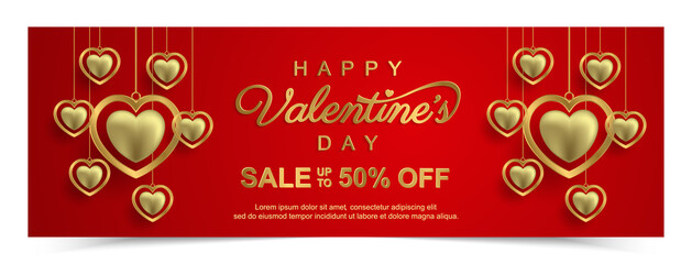 Valentine's day sale 50% off poster or banner template