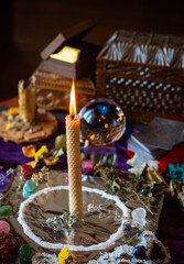 Candle magic, casting and cleansing aura with wax and candle, love spell, old European magic