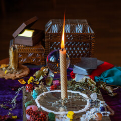 Candle magic, casting and cleansing aura with wax and candle, love spell, old European magic