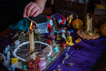 Candle magic, casting and cleansing aura with wax and candle, love spell, old European magic