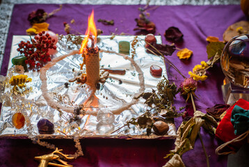 Candle magic, casting and cleansing aura with wax and candle, love spell, old European magic