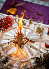 Candle magic, casting and cleansing aura with wax and candle, love spell, old European magic
