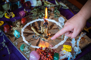 Candle magic, casting and cleansing aura with wax and candle, love spell, old European magic