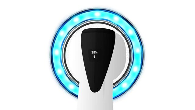 Electric Vehicle Charging Slot 4K Video with Green Screen, White and black for keying. Modern car charging technology backdrop concept.