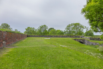 Beautiful landscape at Suomenlinna fortress. Suomenlinna (Sveaborg) - sea fortress, which built gradually from 1748 onwards on a group of islands belonging to Helsinki district. Helsinki, Finland.