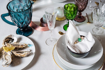 table set for a party. Mise en place