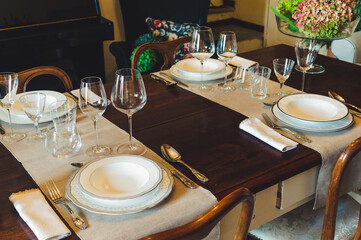 table set for a party. Mise en place