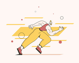 Man run. Jogging and Sprint. Vector illustration for sport and activity contents, blog, vlog, telework, remote working and freelancing, business, start up and social media