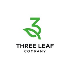 Number 3 and Leaf Logo design