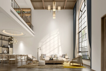 3d render. Modern living room interior.