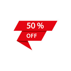Etiqueta de 50% de descuento. Concepto de promociones, ofertas y descuentos	