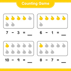 Counting game, count the number of Ugli and write the result. Educational children game, printable worksheet, vector illustration